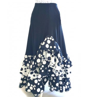 Falda flamenca con 3 volantes de crespon