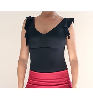 Maillot lycra con volantes en hombros 2