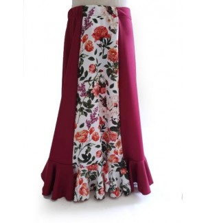 Falda Miriam Burdeos 6 palas y un volante