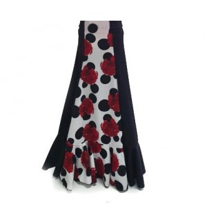 Falda Miriam Negra 6 palas y un volante