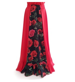 Falda Miriam Roja 6 palas y un volante